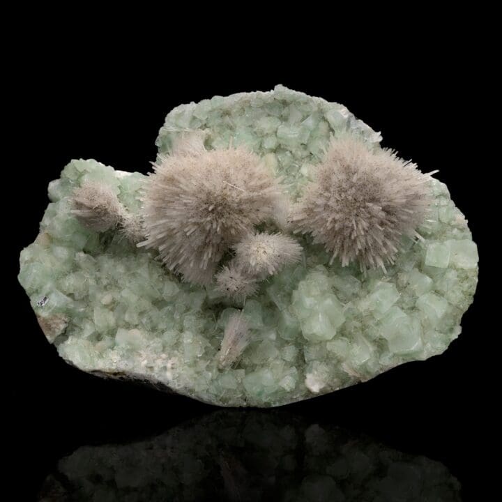 Mesolite on Green Apophyllite
