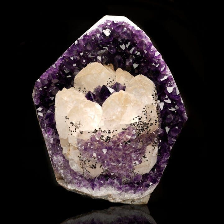 Calcite on Amethyst with Goethite - Image 4