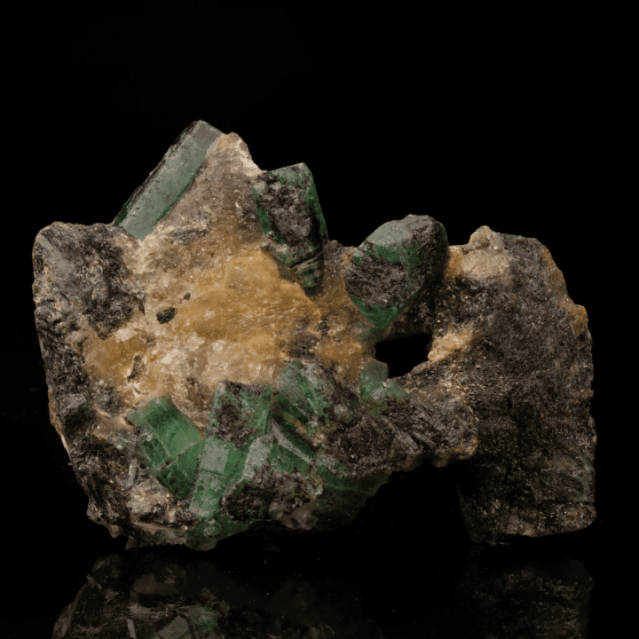 Emerald on Calcite and Biotite Matrix