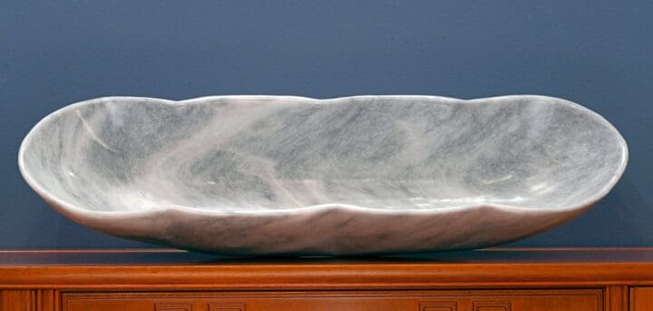 Long Banded White Onyx Freeform Bowl // 32.5 Lb.