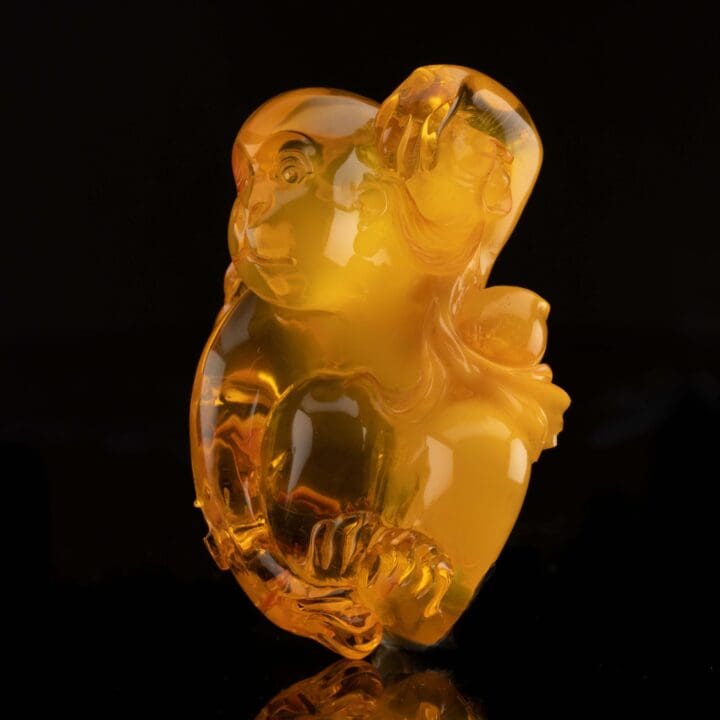 Carved Amber Monkey - Image 3