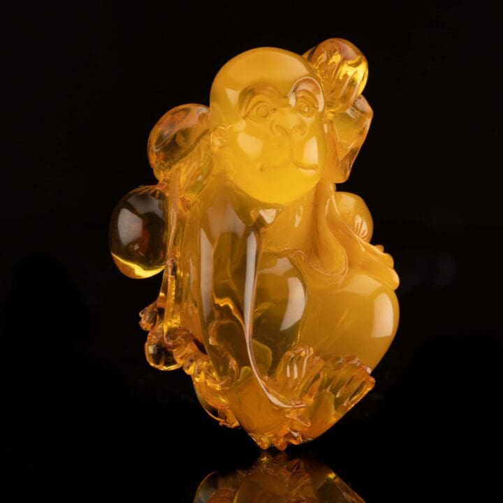 Carved Amber Monkey - Image 2
