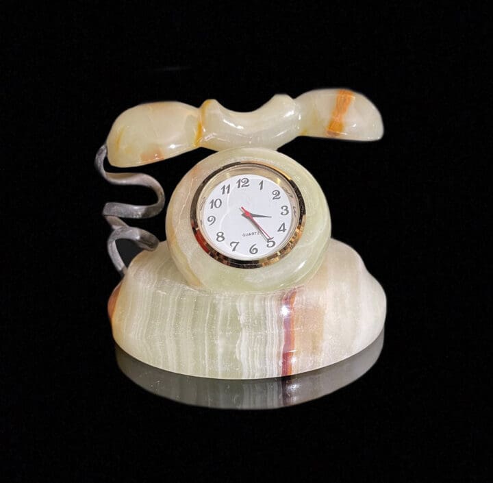 Banded Onyx Retro Phone Clock