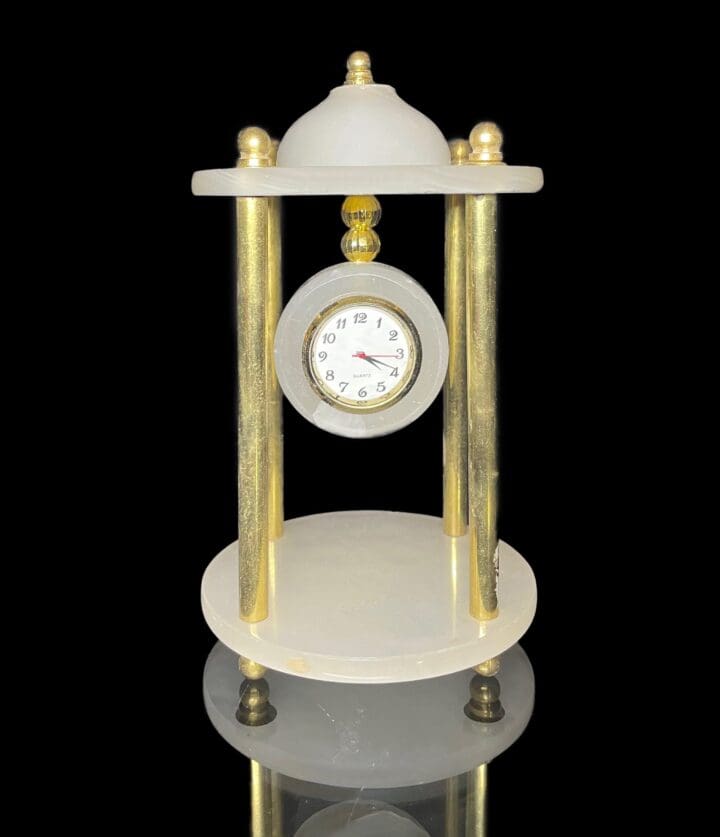 Banded White Onyx Pillar Clock