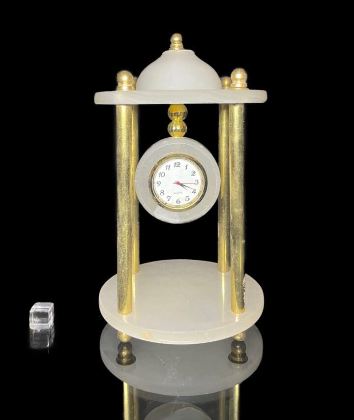 Banded White Onyx Pillar Clock - Image 2