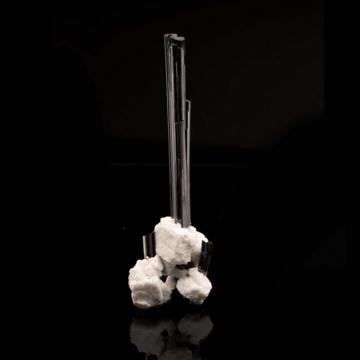 Black Tourmaline With Albite on Custom Stand - Image 5