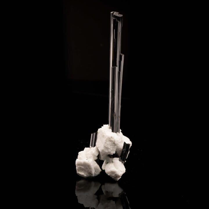 Black Tourmaline With Albite on Custom Stand - Image 7