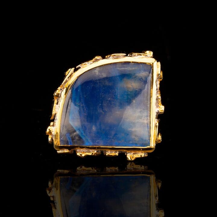 Spectrolite and Blue Sapphire Ring // Size 8