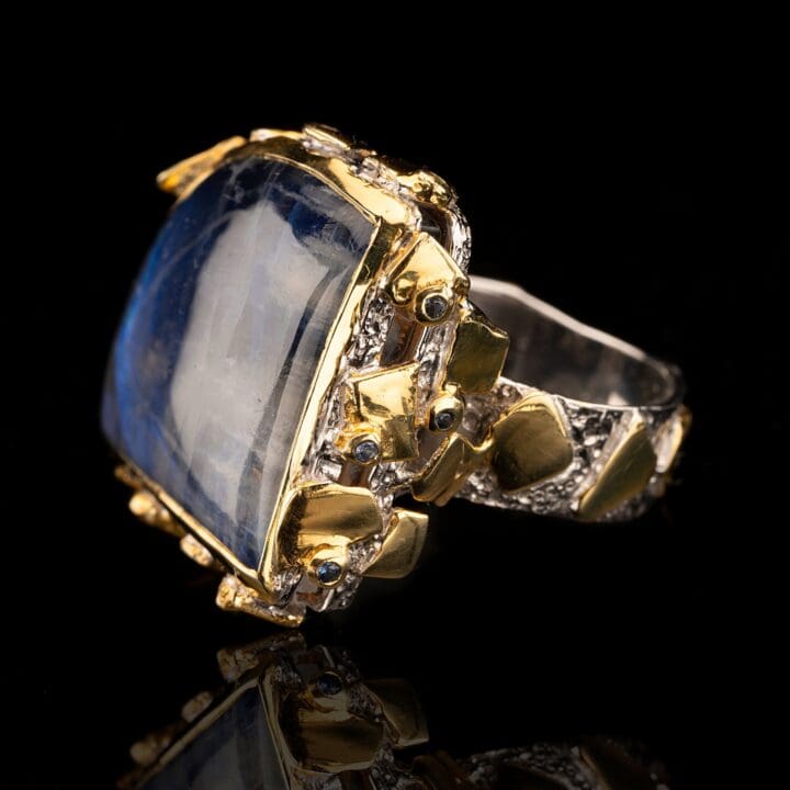 Spectrolite and Blue Sapphire Ring // Size 8 - Image 2