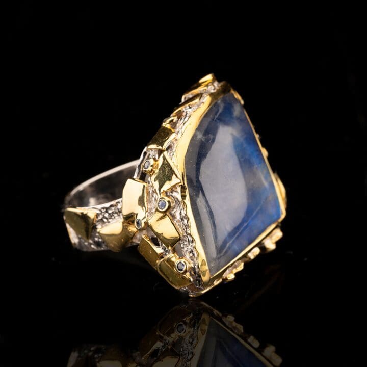 Spectrolite and Blue Sapphire Ring // Size 8 - Image 3