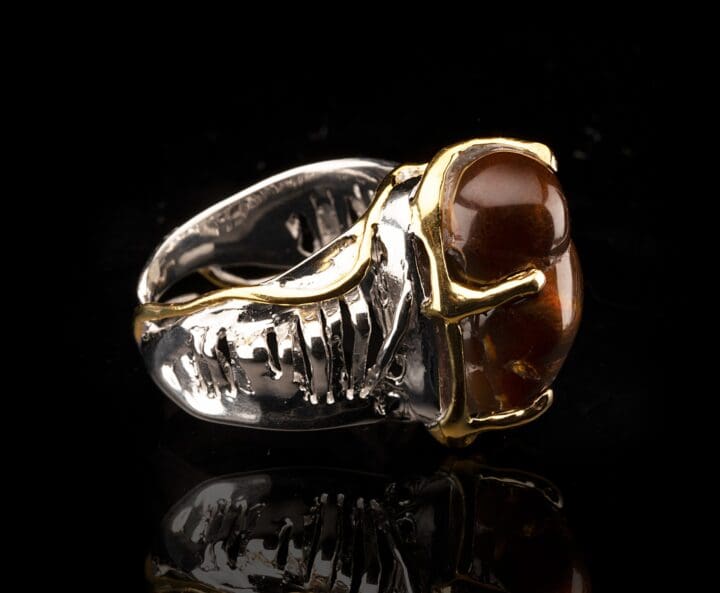 Fire Agate and Red Sapphire Ring // Size 6-8 (Adjustable) - Image 3