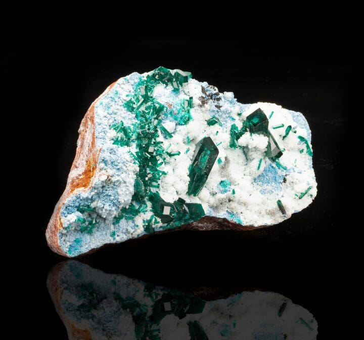 Dioptase on Plancheite and Calcite // 321 Grams - Image 3