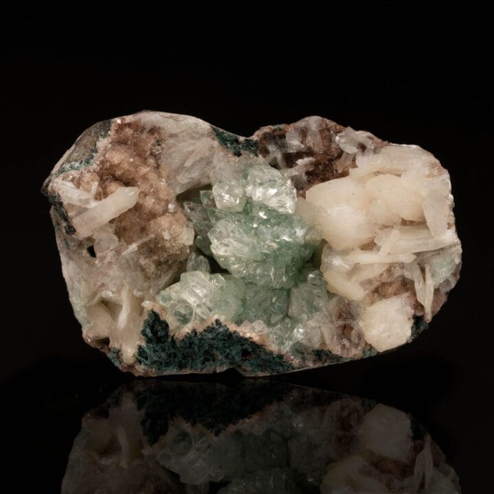 Green Apophyllite and Stilbite on Red Heulandite // 240 Grams