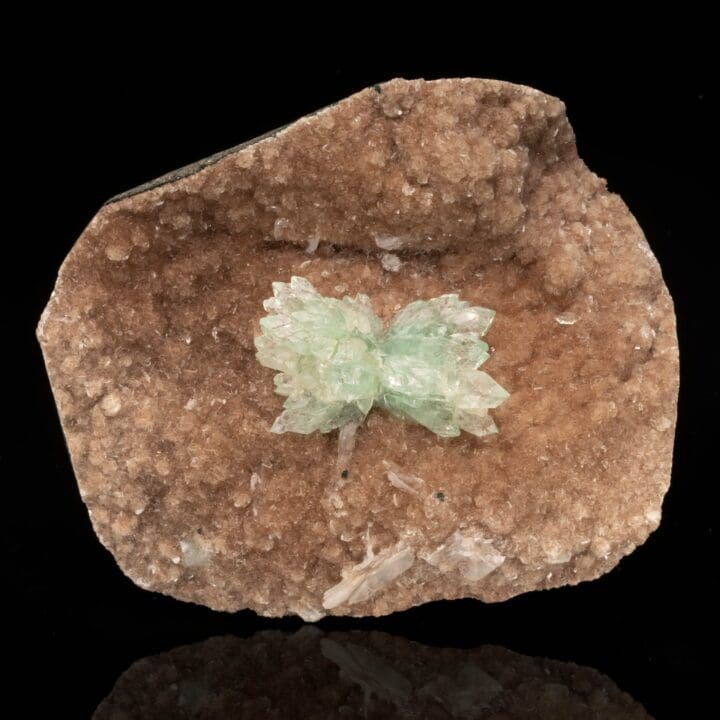Green Apophyllite Bowtie on Red Heulandite // 1.15 Lb.