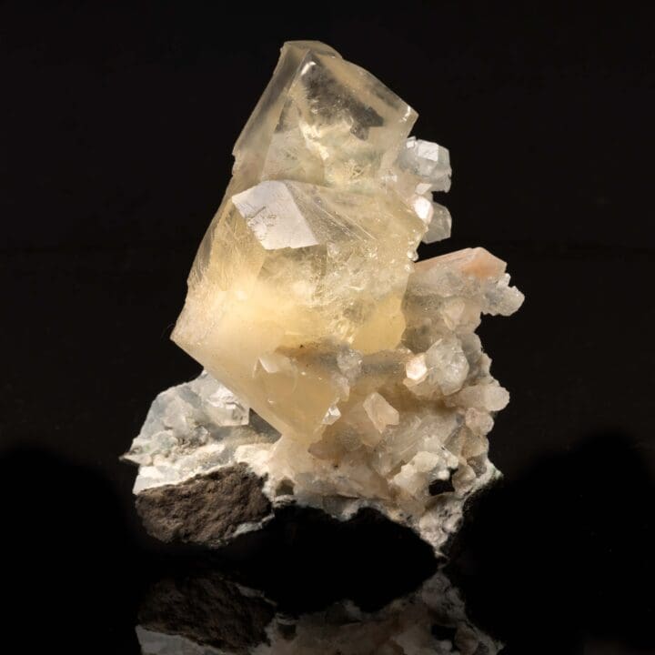 Golden Calcite With Green Apophyllite and Stilbite on Matrix // 1.19 Lb.