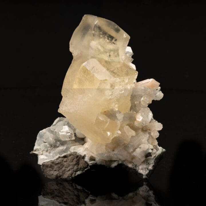 Golden Calcite With Green Apophyllite and Stilbite on Matrix // 1.19 Lb. - Image 2