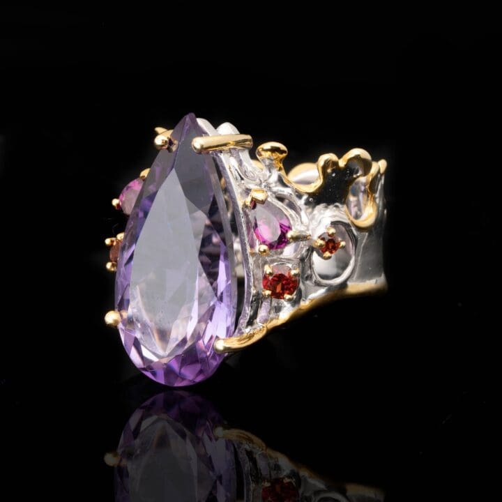 Amethyst and Garnet Crown Ring - Image 2