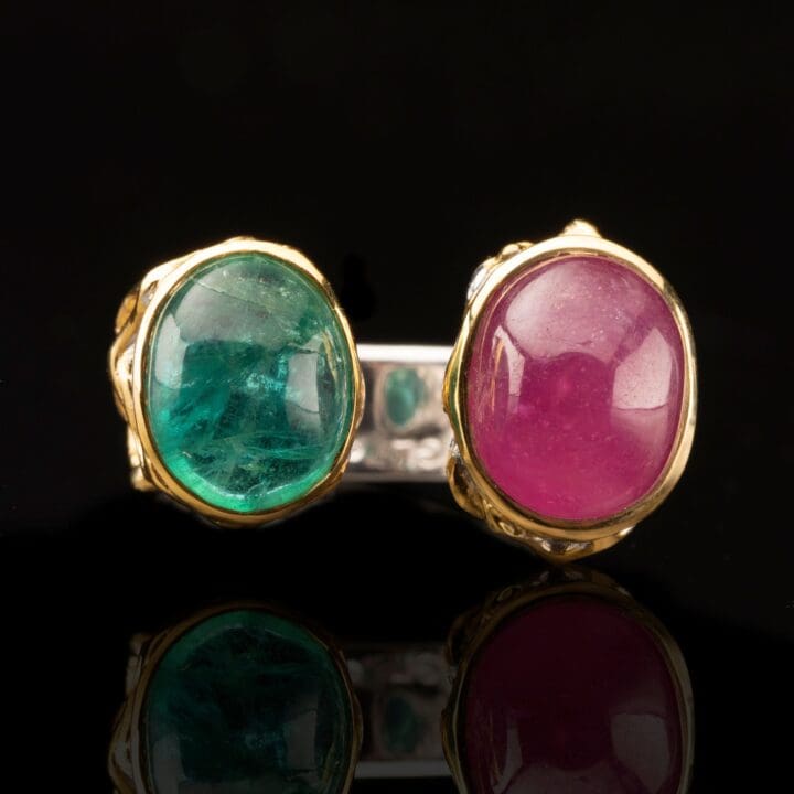 Emerald and Ruby Ring // Size 6-8 (Adjustable) - Image 2