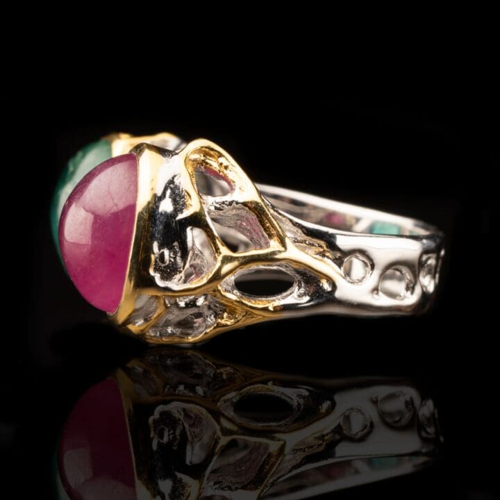 Emerald and Ruby Ring // Size 6-8 (Adjustable) - Image 3