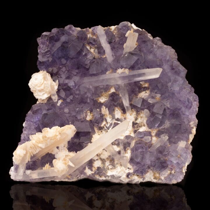 Purple Fluorite With Quartz and Calcite // 228 Grams