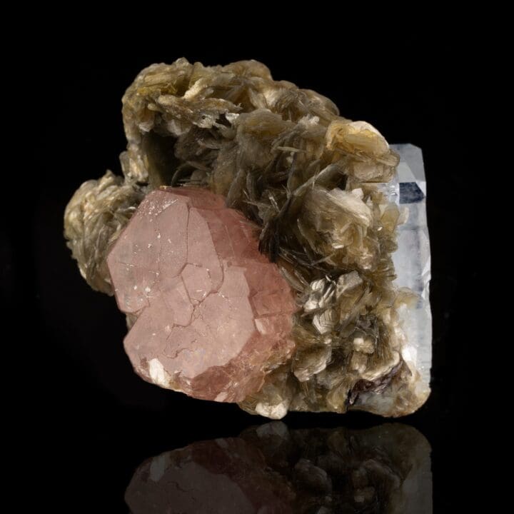 Pink Apatite and Aquamarine on Muscovite // 119 Grams - Image 2