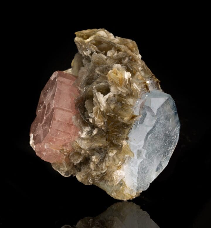 Pink Apatite and Aquamarine on Muscovite // 119 Grams - Image 3