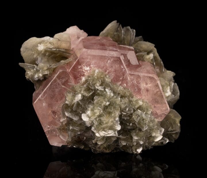 Pink Apatite on Muscovite // 103 Grams