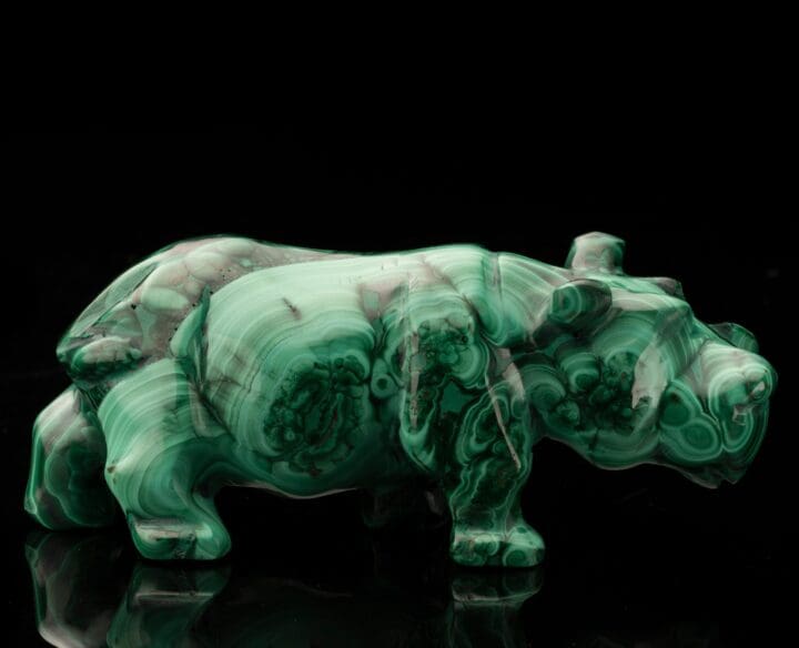 Malachite Carving – Hippopotamus // 1.16 Lb. - Image 2