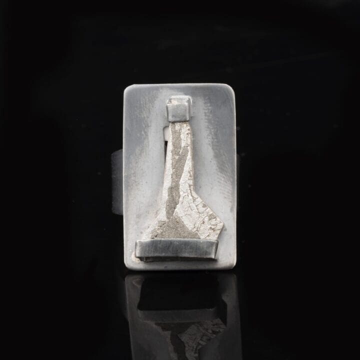 Muonionalusta Adjustable Meteorite Saddle Ring II - Image 2