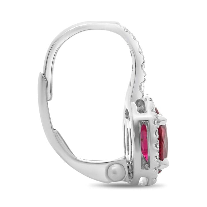Ruby & Diamond Lever Back Earrings - Image 3