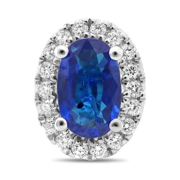 Oval Sapphire Halo Stud Earrings - Image 2