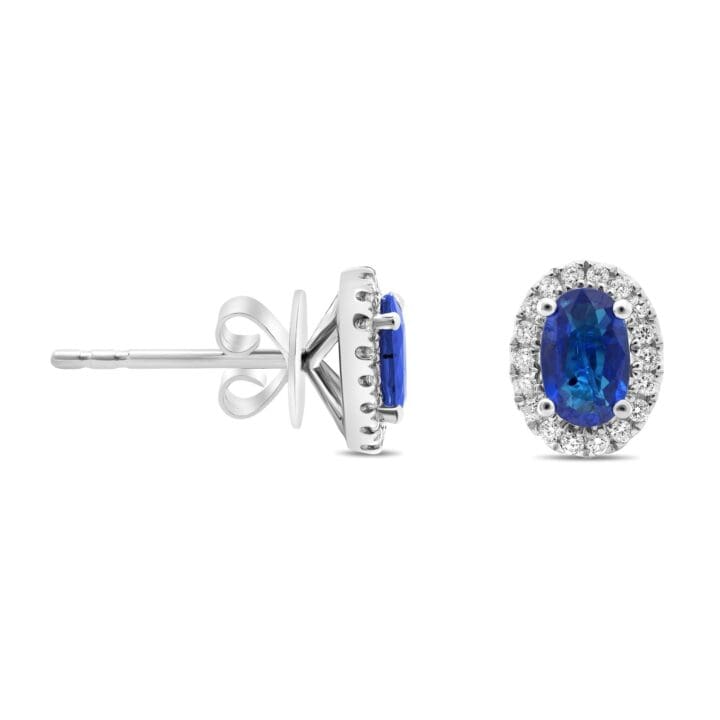 Oval Sapphire Halo Stud Earrings