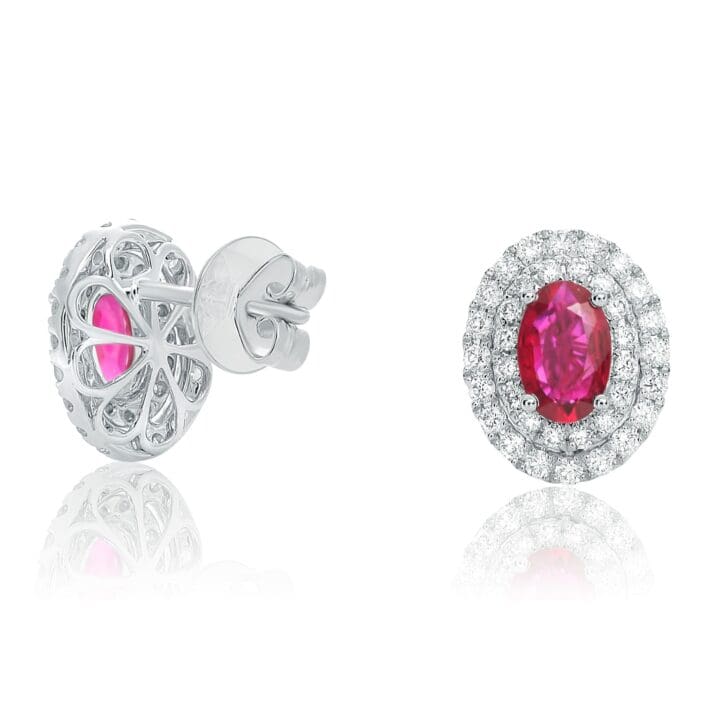 Ruby Double Halo Earrings