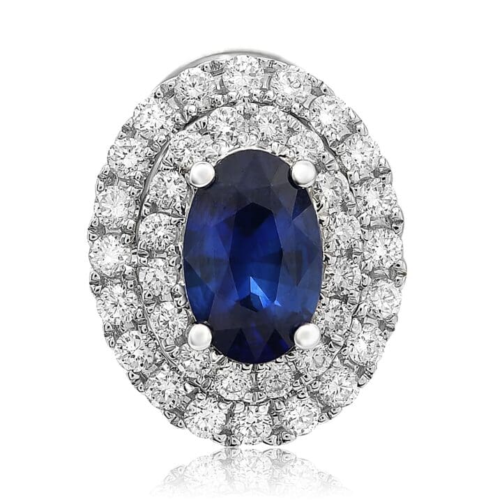 Sapphire Double Halo Stud Earrings - Image 2