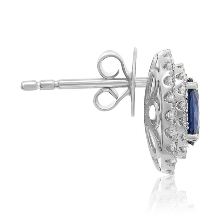 Sapphire Double Halo Stud Earrings - Image 3
