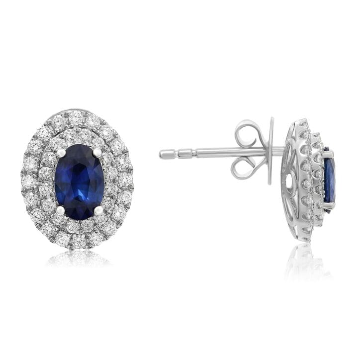 Sapphire Double Halo Stud Earrings