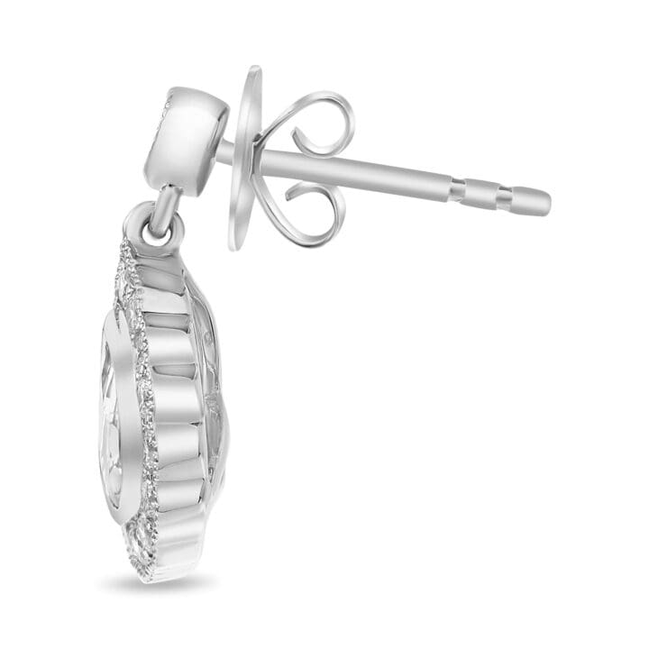 Pear-shaped Pink Sapphire Milgrain Halo Stud Earrings - Image 2