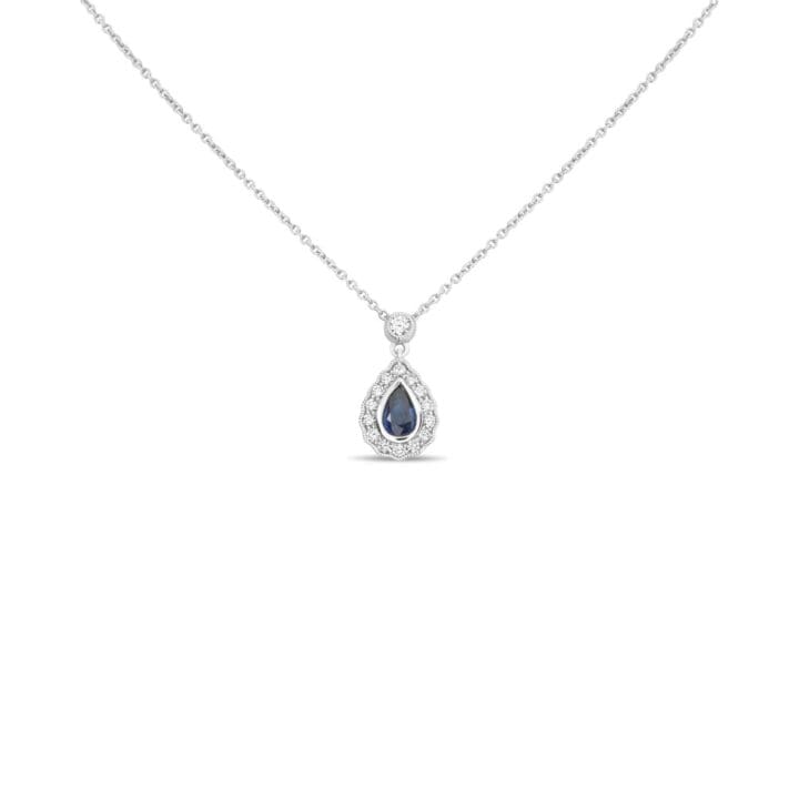 Pear-shaped Sapphire Halo Necklace