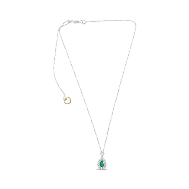 Pear-shaped Emerald Halo Necklace - Image 2