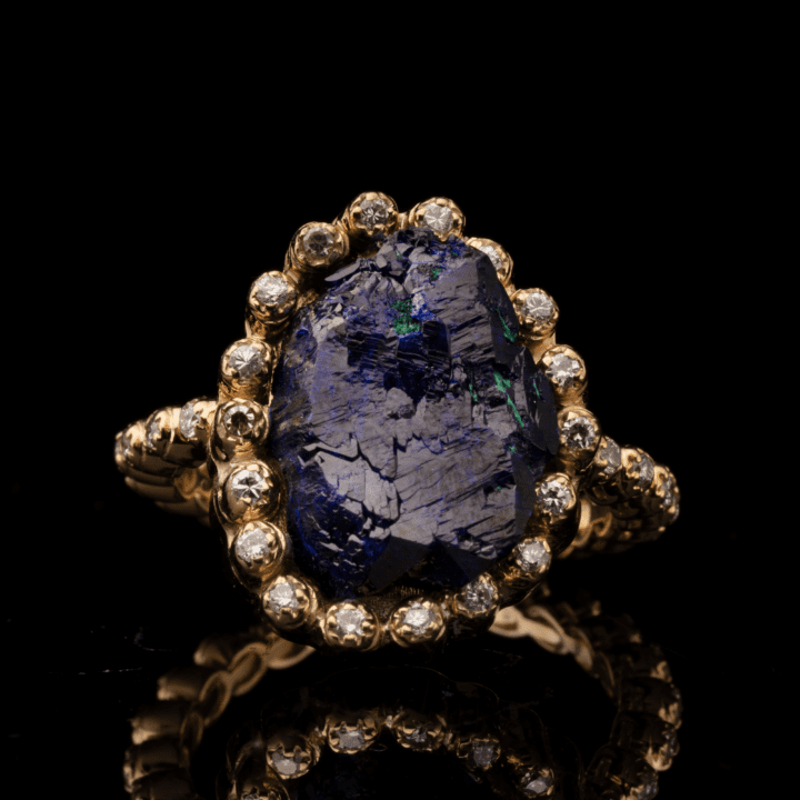 Azurite and Diamond Ring