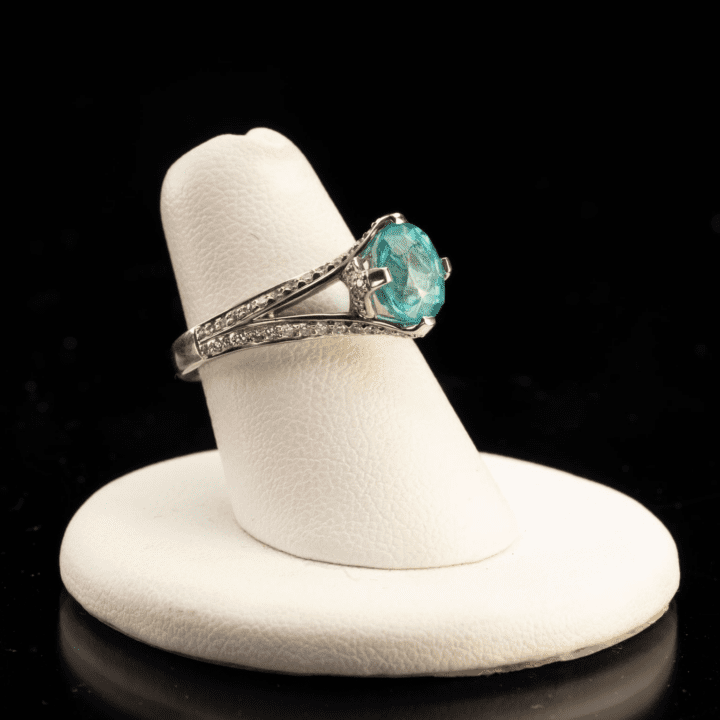 Blue Apatite and Diamond Ring // Size 6 - Image 2