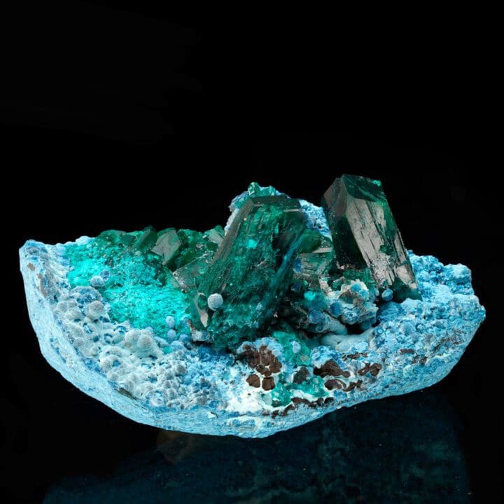 Museum Quality Dioptase on Plancheite