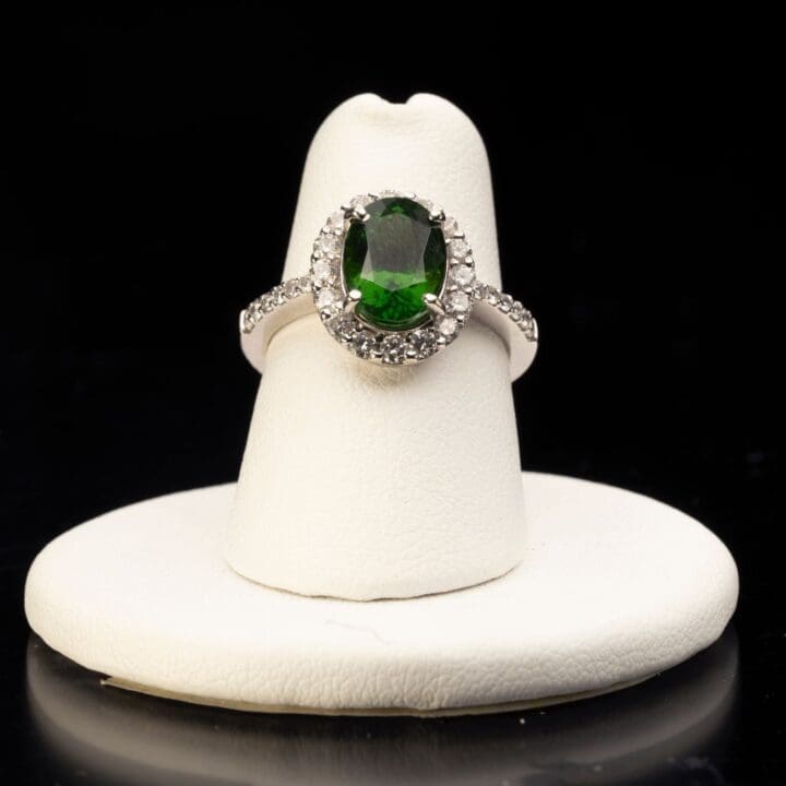 Chrome (Green) Tourmaline with Diamonds Ring