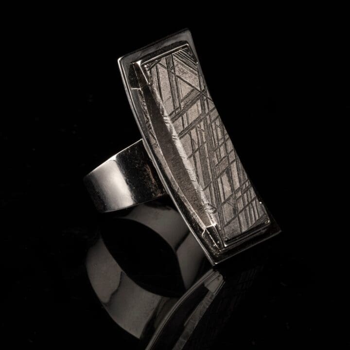 Muonionalusta Meteorite Saddle Ring // Adjustable