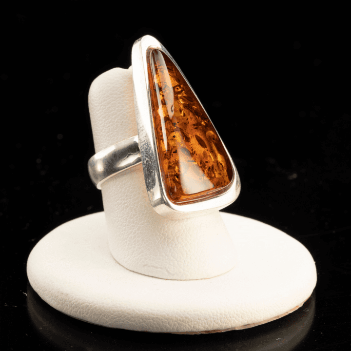 Triangular Amber Ring
