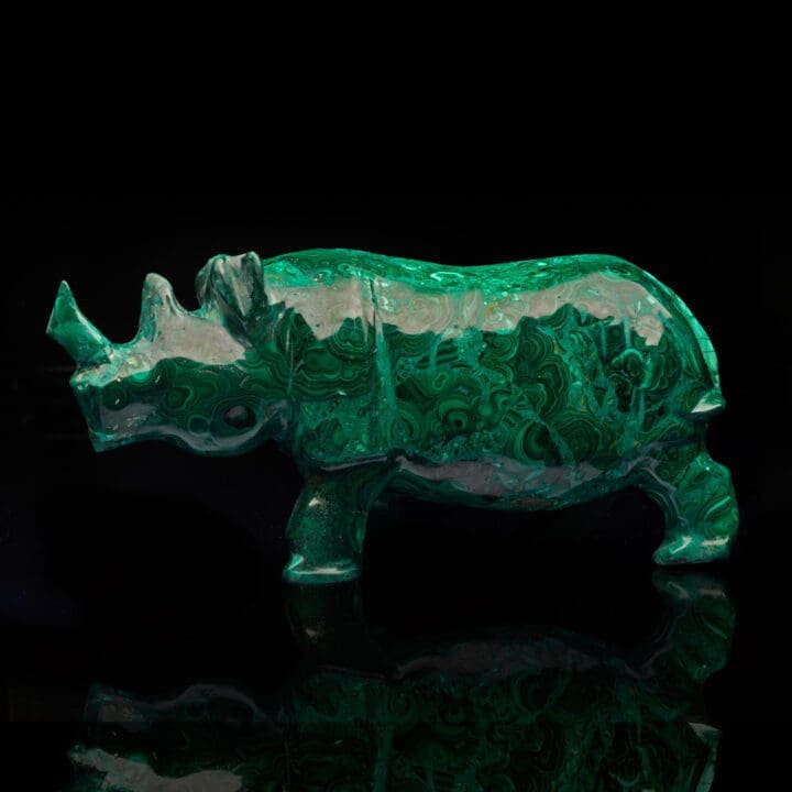 Hand-Carved Malachite Rhinoceros // 7.5 Lb.