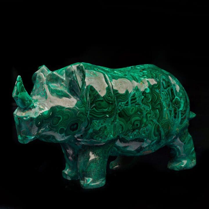 Hand-Carved Malachite Rhinoceros // 7.5 Lb. - Image 2