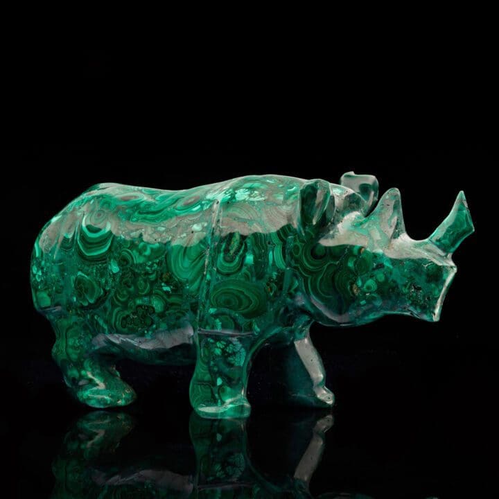 Hand-Carved Malachite Rhinoceros // 7.5 Lb. - Image 3
