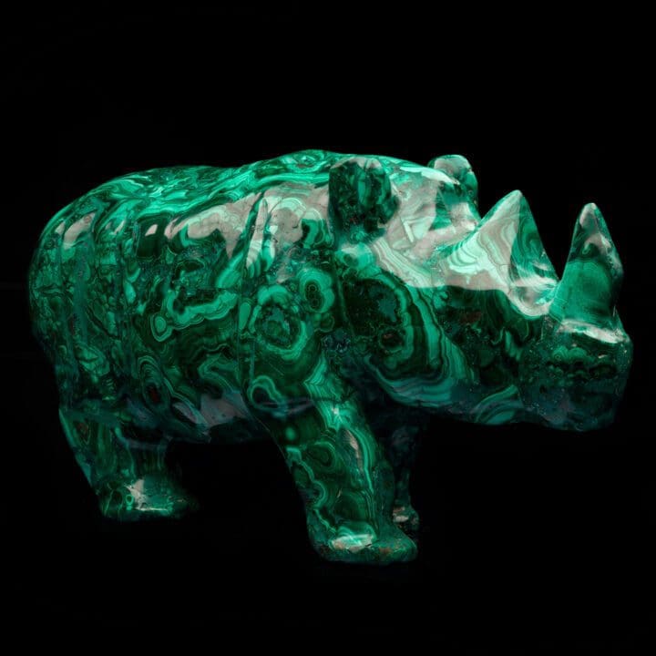 Hand-Carved Malachite Rhinoceros // 10 Lb. - Image 3