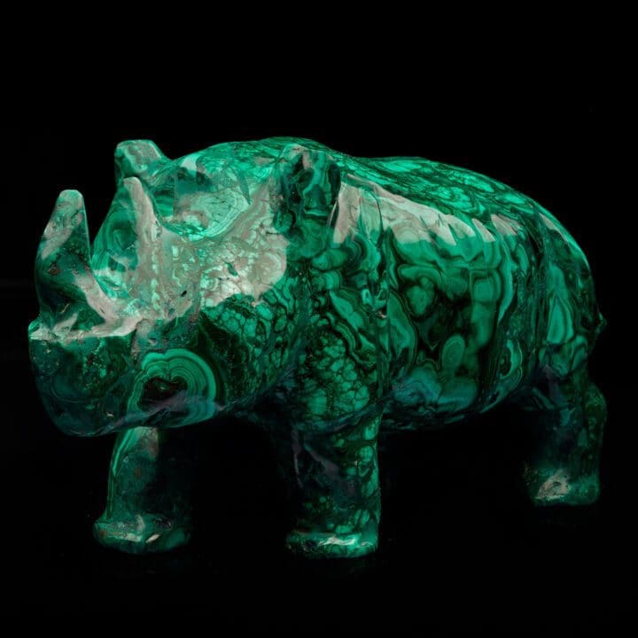 Hand-Carved Malachite Rhinoceros // 10 Lb. - Image 2